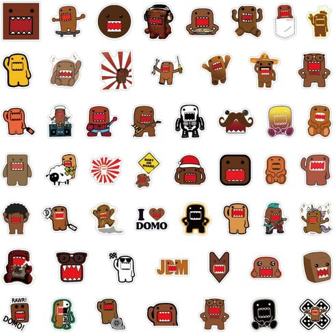 50pcs Domo Stickers Pack,Cute Cartoon Aesthetic Cats Party Decorations Waterproof Vinyl Children's Stickers for Water Bottle Laptops Travel Case Scrapbook Phone (Domo) in Saudi Arabia