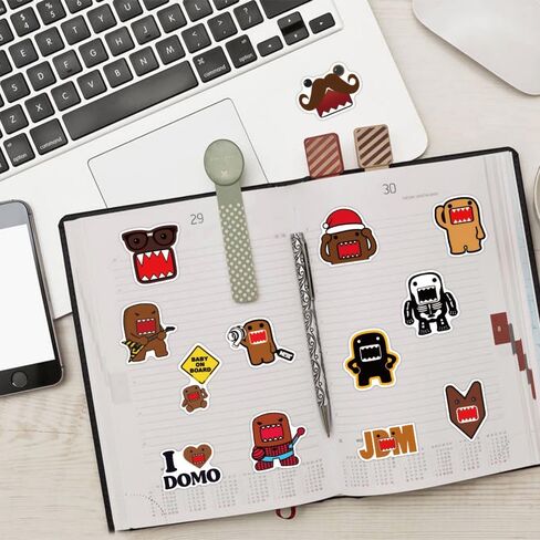 50pcs Domo Stickers Pack,Cute Cartoon Aesthetic Cats Party Decorations Waterproof Vinyl Children's Stickers for Water Bottle Laptops Travel Case Scrapbook Phone (Domo) in Saudi Arabia