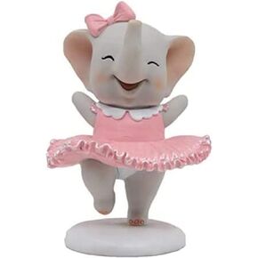 Comfy Hour Wildlife Collection 5" Cute Dancing Ballet Elephant Pink Dress Figurine, Elephant Cake Topper, Collectible Statue, Desktop Decoration, Girl's Mini Gift, Hand Made and Painted Polyresin