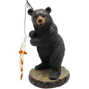 StealStreet SS-G-54267 Black Bear Fishing on Black Rock Figurine, 7"