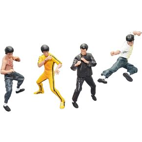 Palmetto Houseares Bruce Lee Figurine 4PCS Collection Set, Average Height of 4 Inch Hard Plastic Resin Figurine, Master of Chinese Kong Fu Martial Arts Ideal Collection Deco Set