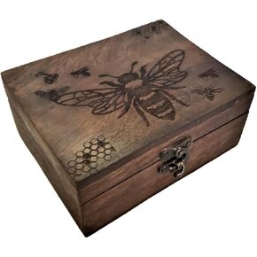 JB&C Premium Engraved Bee Jewelry Box Beautiful Trinket Keepsake Box | Decorative Holder Organizer | Gift Idea Valentine's Day, Birthday Christmas, Weddings, Animals Bee Lover Gifts for Home Décor