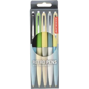 Kikkerland Retro Pens, Set of 5, Multi (4308-A)