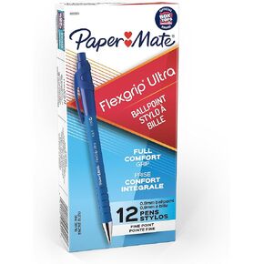 Paper Mate 9560131 Flexgrip Ultra Retractable Ballpoint Pens, Fine Point, Blue Ink, 12-Pack