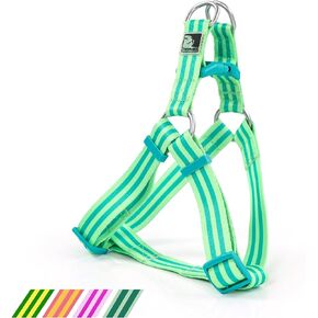 Dog Halter Harness, Striped Polyester No Pull Dog Harnesses, Adjustable Light and Easy to Carry, Walk and Training, Escape-Proof Dog Straps (Orange, L)