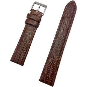 18mm Dark Brown Genuine Leather Watchband | Teju Lizard Grain, Lightly Padded Replacement Watchstrap that brings New Life to Any Watch (Mens Standard Length)