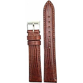 16mm Brown Genuine Leather Watchband | Tail Lizard Grain, Lightly Padded Replacement Watchstrap that brings New Life to Any Watch (Mens Standard Length)
