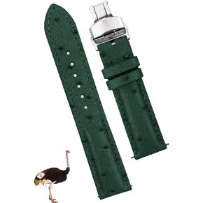 Deployment Clasp Leather Watch Band Men Ostrich Lizard Watch Strap Quick Release Vintage Wristwatch Band Handmade Butterfly Buckle Gift For Him 18mm 19mm 20mm 21mm 22mm