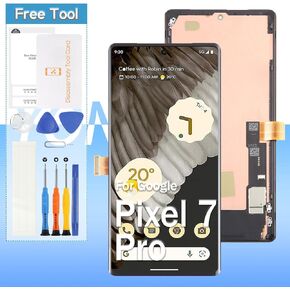 for Google Pixel 7 Pro OLED LCD Display Screen Replacement GP4BC, GE2AE 6.7“ Touch Digitizer Glass Assembly - Black with Frame - Tools(Not for Pixel 7/7a)