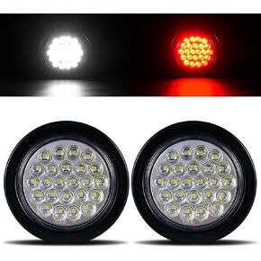 قطعتان من مصابيح LED المستديرة للمقطورة مقاس 4 بوصات 24 مصباح LED أحمر لإشارة إيقاف الانعطاف، مصابيح احتياطية بيضاء مقاس 4 بوصات أضواء عكسية باللون الأحمر/الأبيض ومصابيح خلفية لشاحنة المقطورة مع 3 أسلاك توصيل شوكية in Kuwait