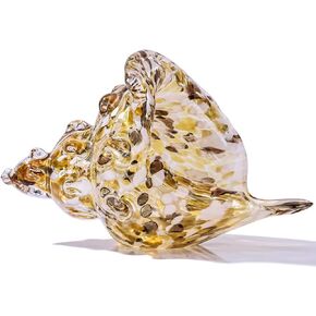 Sea Glass Art Figurines Hand Blown Conch Shell Sculpture, Green Sea Glass Decor Creative Conch Seashell Statue - For Coastal Room Decor Knick Knacks Home Decor Kitchen Decorations Above Cabinets