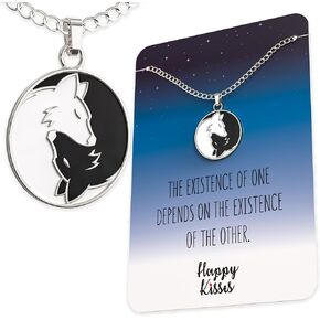 Wolf Yin Yang Necklace – Friendship, Love, and Balance Pendant – Cute Silver Charm