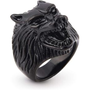 BAVIPOWER Viking Wolf Nordic Fenrir Head Stainless Steel Talisman Amulet Pagan Vintage Men Ring