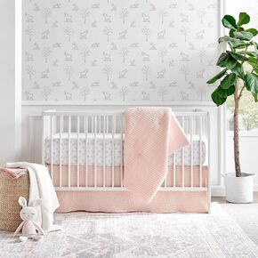 Levtex Baby - Mills Waffle Crib Bed Set - Baby Nursery Set - Taupe - Taupe Textured Waffle - 4 Piece Set includes Quilt, Fitted Sheet, Dust Ruffle and Rope Basket