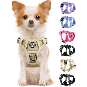 Dog Harness Small Sized Dog, No Pull Pet Harness with 2 Leash Clips, Adjustable Soft Padded Dog Vest Harnesses, Reflective No-Choke Pet Oxford Vest