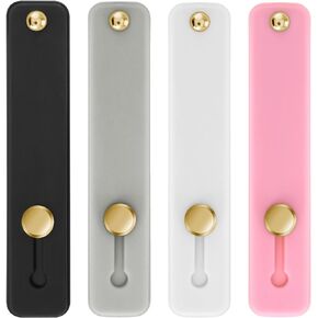4PCS Phone Loop Finger Holder, Silicone Cell Phone Grip Phone Strap Grip Holder Universal Phone Finger Kickstand for Most Smartphones (White/Pink)
