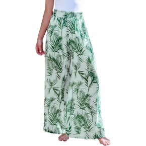 CUPSHE Women Pants Tropical Frill Wide Leg Loose Fit Boho Maxi Pant Casual Beach