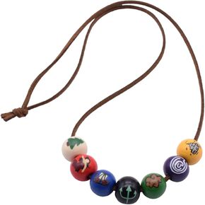 Percy Jackson Annabeth Chase Brown Faux Leather Cord Colorful Painted Wooden Bead Demigod Olympian Necklace