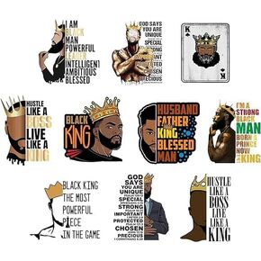 12pcs Iron on Decals Black Man Iron on Patches Heat Transfer Design Stickers for DIY T-Shirt Clothing Coat Jeans Backpacks in Kuwait