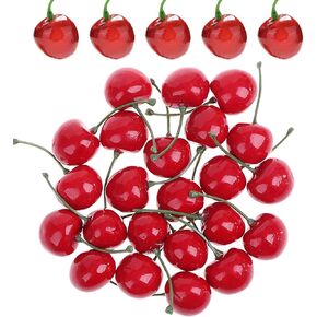 RONRONS 100 Pieces Artificial Cherry Fake Simulation Cherries Lifelike Realistic Plastic Fruits for Home Kitchen Party Decor Wedding Christmas Display Decoration Table Desk Photography Prop Ornament in Kuwait