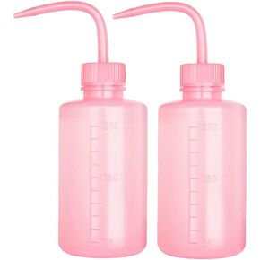 250ml+500ml Plastic Safety Wash Bottle, Pinkish Lab Squeeze Bottle with Narrow Mouth and Scale Labels, Squirt Bottle For Plant Flower Succulent Watering - 2 Packs