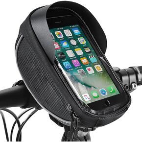 Waterproof Bicycle Storage Bags Reflective Phone Mount Top Tube Bag Bike Phone Case Holder Accessories Cycling Pouch Compatible with iPhone 15,14, 13, 12, Samsung Galaxy Ultra phones Fit 6.5"