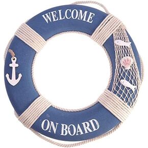 Mediterranean Style Welcome on Board Life Ring Crafts Hanging Foam Lifebuoy Swim Tube Wall Decoration Decor - 50CM, Lifebuoy