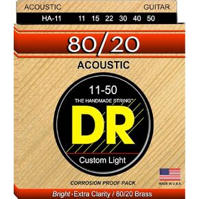DR Strings HA-11 Hi-Beam 80/20 Bronze Acoustic Guitar Strings, 11-50