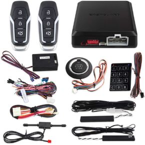 EASYGUARD EC002-FO2-NS Smart Key Passive keyless Entry Kits with Push Start Button Remote Start Password keypad Entry DC12V