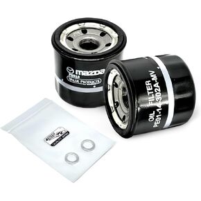 Bundle 2 PCS NEW Genuine OEM PE01-14-302A-MV Engine Oil Filter + 4STEED MOTORS 99564-1400-ST Drain Plug Gasket Compatible with Mazda, 3, 6, CX-5