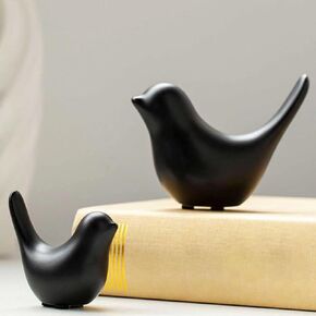 Set of 2 Gold Bird Sculptures Modern Home Decor Accents for Living Room Shelves, Bookshelves, and Coffee Tables