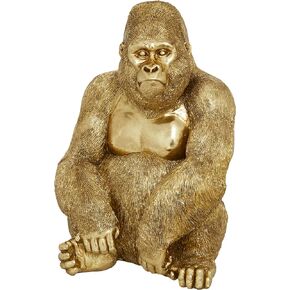 Deco 79 Polystone Gorilla Decorative Sculpture Home Decor Statue, Accent Figurine 11" x 9" x 15", Gold