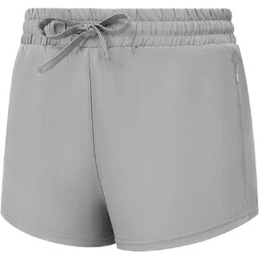 PINSPARK Running Shorts for Women Quick Dry Athletic Short Elastic High Waisted Active Wear with Zip Pockets