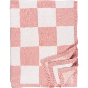 Gerber Unisex Baby Cozy Soft Silky Mink Checkerboard Grid Blanket, Tan Check, One Size