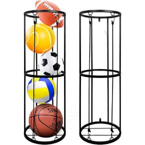 Garage Ball Storage Rack, Wall-Mounted Basketball Holder, Vertical Ball Rack for Soccer Volleyball Football Basketball, Space-Saving Sports Ball Storage Organizer for Garage & Home