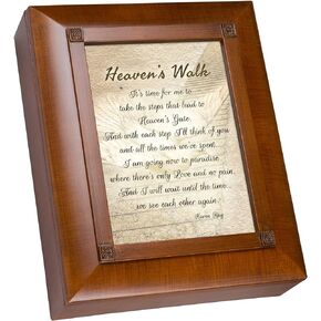 Cottage Garden Heaven's Walk Bereavement in Memory Woodgrain Inspirational Keepsake Box