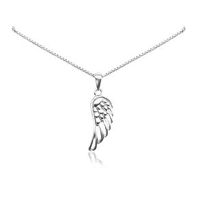Small and Dainty 925 Sterling Silver Angel Wing Pendant Necklace for Women, Teen Girls - Inspirational Jewelry, Gift for Baptism, Confirmation or First Communion (16 inches plus 2-inch extender)