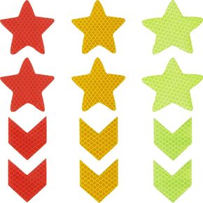 GORGECRAFT 30Pcs 6 Styles Reflective Warning Sticker Star Arrow Self-Adhesive Night Visibility Safety Mark Waterproof Reflector Tape Decals Applique for Vehicle Motorcycle Bicycle Clothing