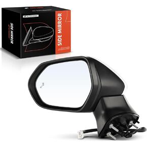 A-Premium Driver Side Power Door Mirror Compatible with Toyota Camry 2018 2019 2020 2021 2022 - Heated Manual Folding w/Turn Signal White and Blind Spot Detection Outside Rear View Mirror