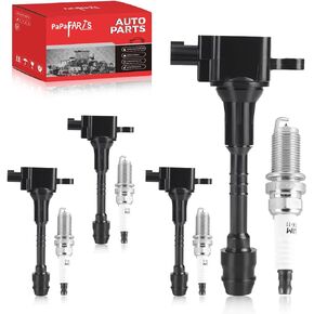 Set of 4 Ignition Coil Pack UF351 and Spark Plugs Compatible with Nissan Sentra 2002 2003 2004 2005 L4 1.8L