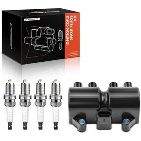A-Premium 1x Ignition Coil Pack and 4x Iridium Spark Plugs Compatible with Chevrolet Aveo Corsa LUV Tornado Tracker Pontiac G3 Matiz Wave Daewoo Nubira Suzuki