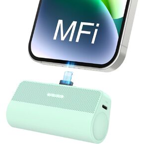 شاحن محمول KKD لهاتف iPhone، معتمد من MFi مع شحن بنك طاقة صغير بقدرة 5000 مللي أمبير في الساعة، ترقية حزمة بطارية شاحن الهاتف المحمول المتوافقة مع سلسلة iPhone 14/13/12/11/XR/X/SE/8/7/6 Pro Max