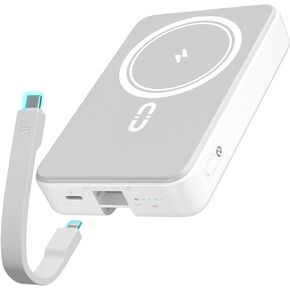 ROMOSS for Magsafe Battery Pack, 10000MAh Magnetic Power Bank 20W, Portable Charger with Fast Charging USB-C & Lighting Cable for iPhone 15/14/13/12 Series (Blue)