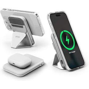 MOFT Magnetic Power Bank, Lightweight and Stackable Wireless Charger with Magnetic USB-C Cable for iPhone 15/14/13/12 Series,Misty Cove