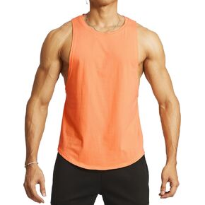 Ouber Men’s Drop Arm Tank Top Gym Workout T-Shirts Sleeveless Muscle Shirts for Bodybuilding