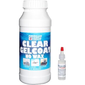 Fiberglass Supply Depot Clear UV Gelcoat No Wax Quart with 15cc Hardener (MEKP)