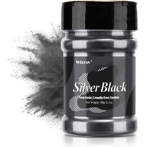 Silver Black Mica Powder - 2.1 Ounces/ 60 Grams - Natural Epoxy Resin Dye –Mica Powder for Makeup, Epoxy Resin Art, Acrylic Paint, Fine Arts,Soap Making, Acrylic Nail