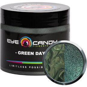 Eye Candy Premium Mica Powder Pigment “Green Day" (50g) Multipurpose DIY Arts and Crafts Additive | Woodworking, Natural Bath Bombs, Resin, Paint, Epoxy, Soap, Nail Polish, Lip Balm (Green Day, 50G)