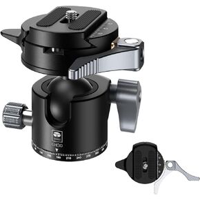 SIRUI Quick Release System Low Profile Tripod Head, 360° Panoramic Metal Camera Ball Head Mount with 1/4" and 3/8" Threaded Hole for Monopod, DSLR, Phone, Max Load 22lbs/10kg, GH30