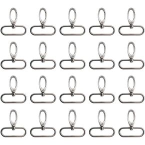 Metal 1.5 Inches Silvery Curved Lobster Clasps Swivel Trigger Clips Snap(Pack of 20)